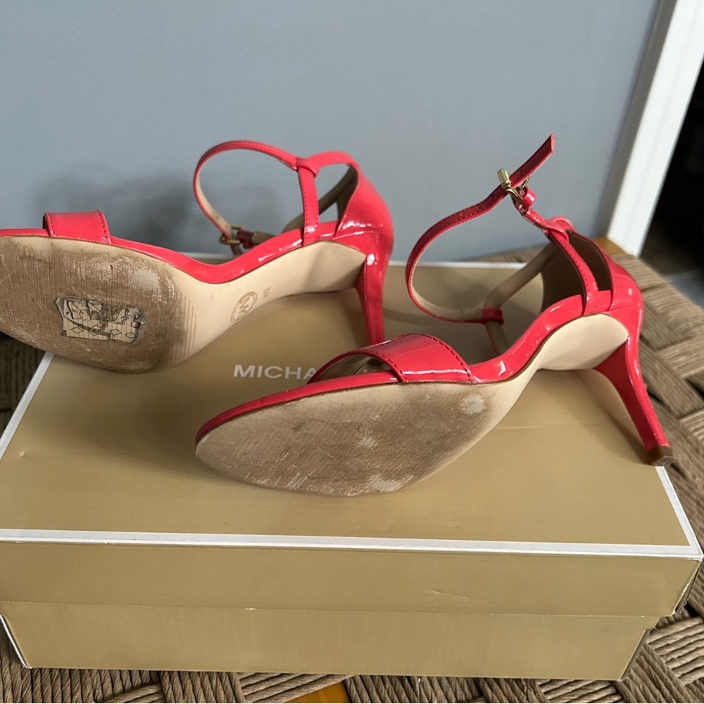 Michael Kors Coral/red/pink Stiletto Heels with Ankle Strap - Picture 5 of 6